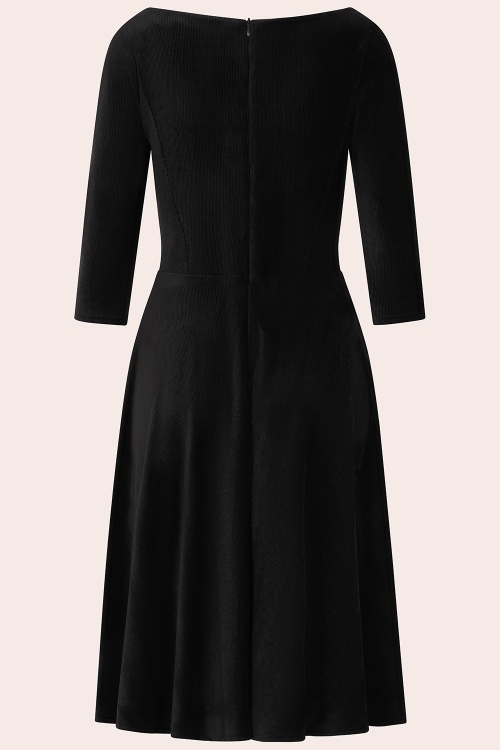 Vintage Chic for Topvintage - Topvintage exclusive ~ Serena Corduroy Swing Dress in Black 2