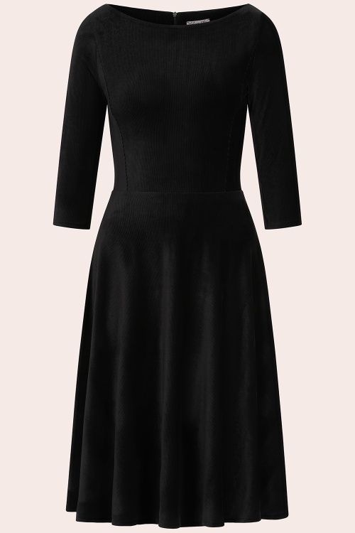 Vintage Chic for Topvintage - Topvintage exclusive ~ Serena Corduroy Swing Dress in Black