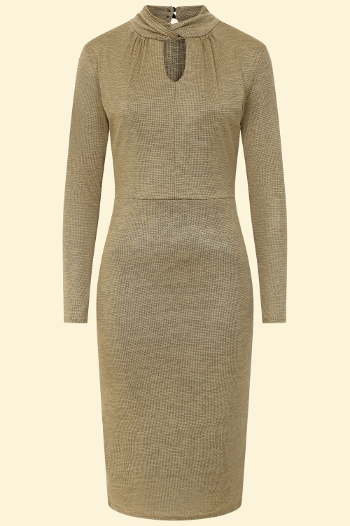 Vintage Chic for Topvintage - Topvintage exclusive ~ Fayen Sparkling Pencil Dress in Gold