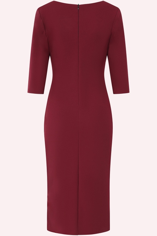 Vintage Chic for Topvintage - Topvintage exclusive ~ Nina pencil jurk in wijnrood 2