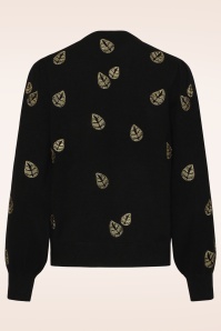 Smashed Lemon - Autumn Leaf Strickpullover in Schwarz und Gold 2