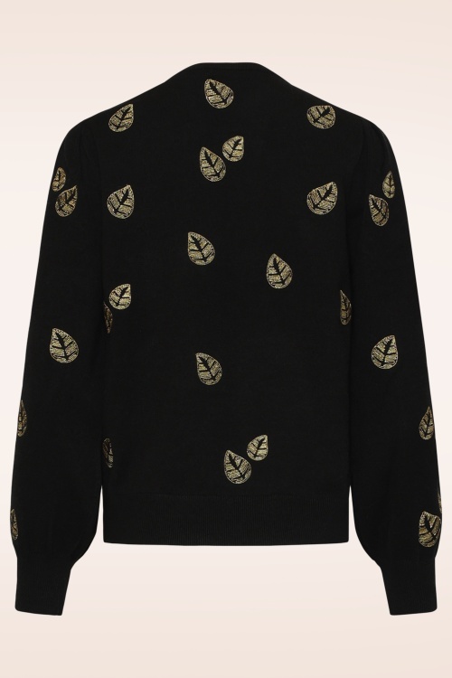Smashed Lemon - Autumn Leaf Strickpullover in Schwarz und Gold 2