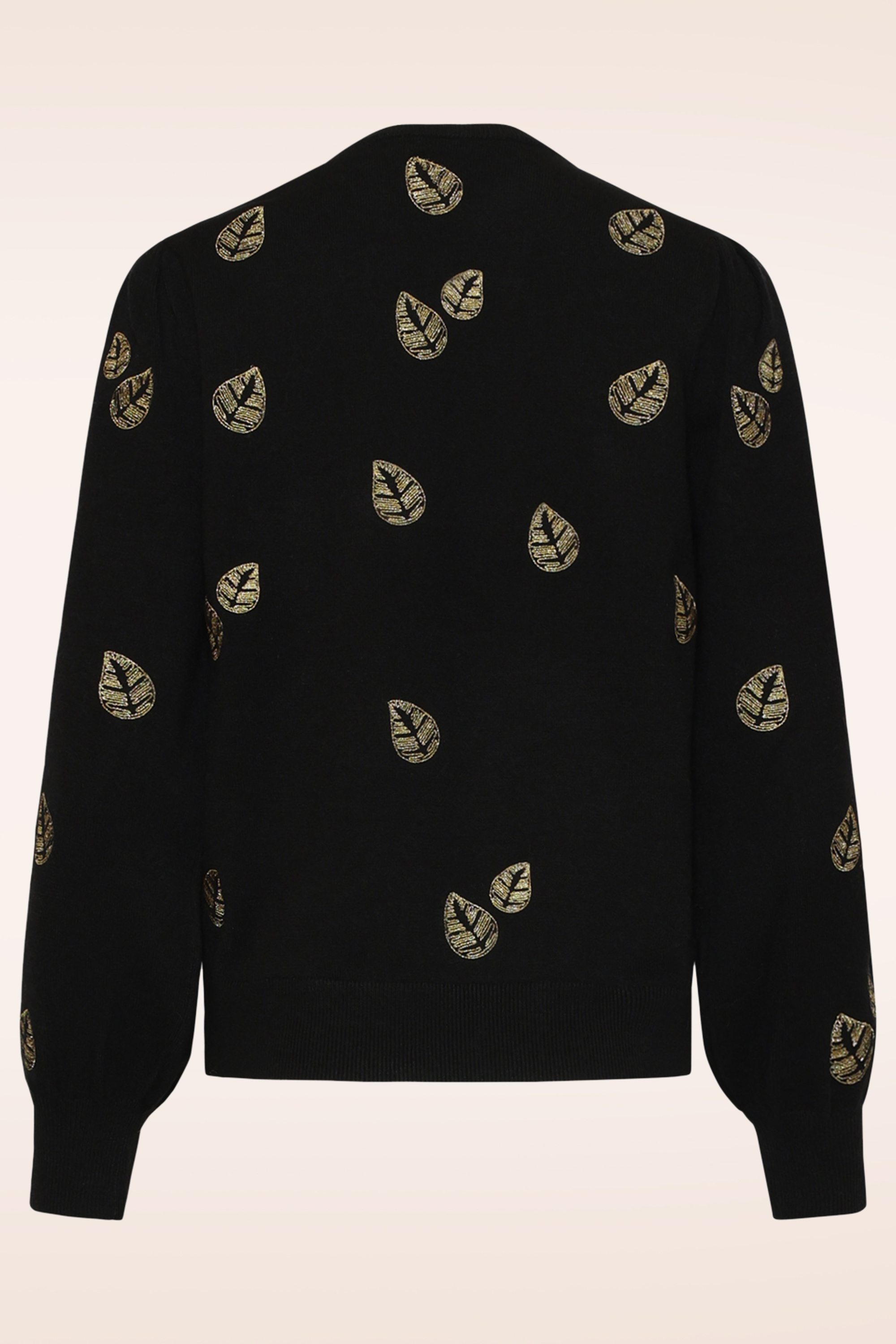 Smashed Lemon - Autumn Leaf Strickpullover in Schwarz und Gold 2