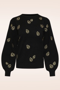 Smashed Lemon - Autumn Leaf Strickpullover in Schwarz und Gold