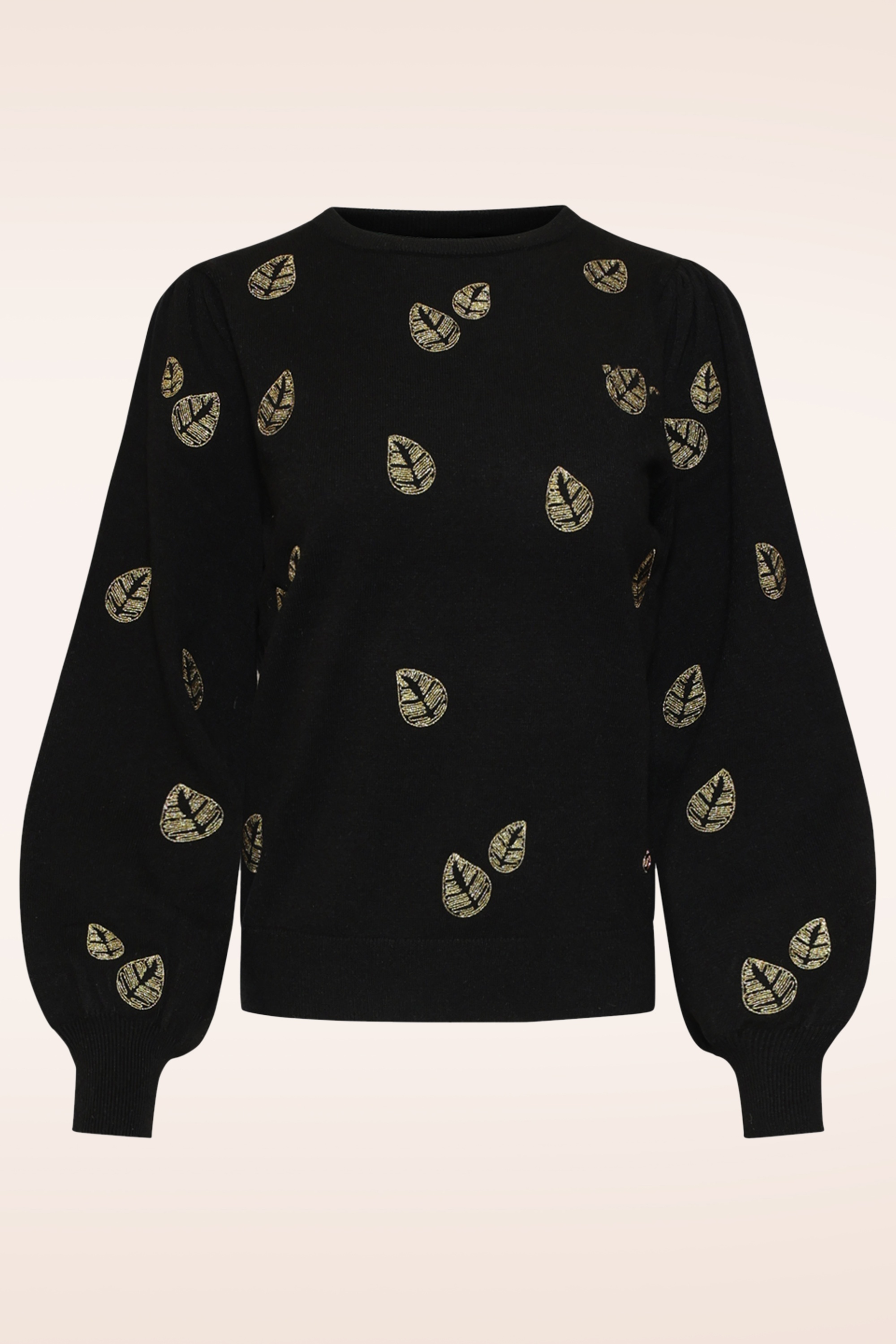 Smashed Lemon - Autumn Leaf Strickpullover in Schwarz und Gold