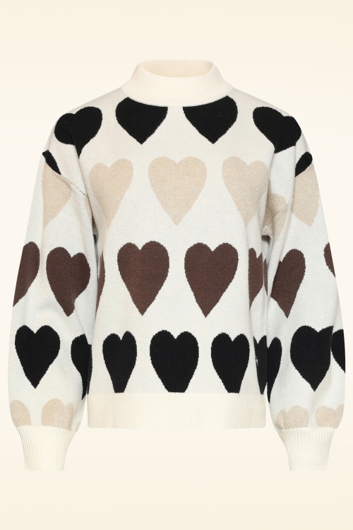 Smashed Lemon - Holly Hearts Pullover in Beige