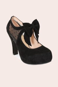 Lola Ramona ♥ Topvintage - Angie dots mesh pumps in zwart 6