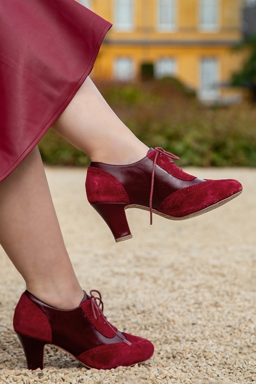 Lola Ramona ♥ Topvintage - Ava Timeless Elegance shoe booties in Oxblood rood
