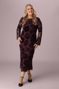 Glamorous - Robe midaxi motif devoré Soraya en bordeaux