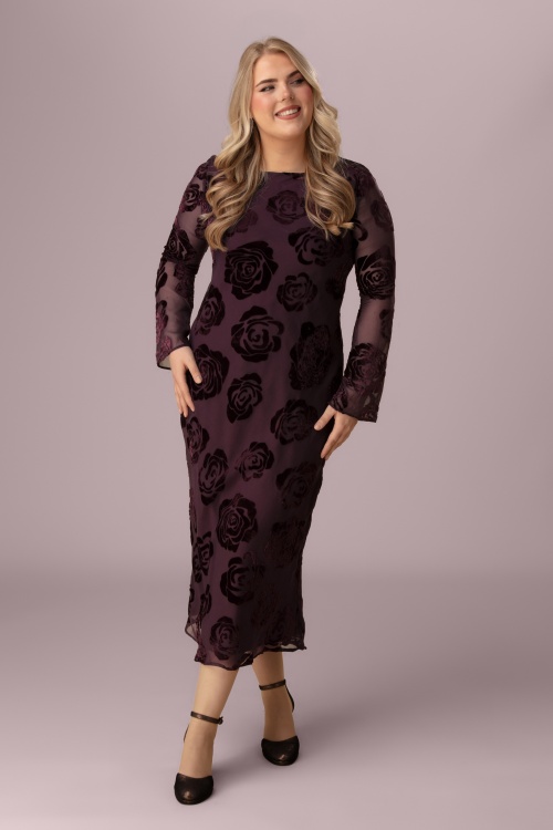 Glamorous - Robe midaxi motif devoré Soraya en bordeaux