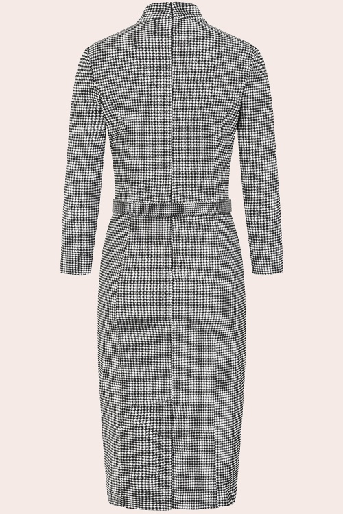 Banned Retro - Robe crayon à motif pied-de-poule Claudia en noir et blanc 2
