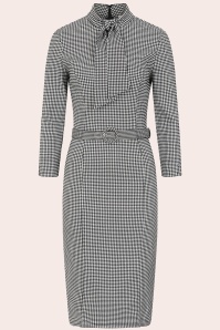 Banned Retro - Robe crayon à motif pied-de-poule Claudia en noir et blanc