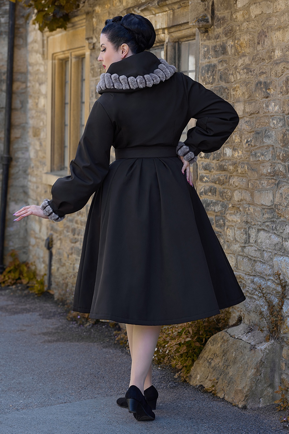 Miss Candyfloss - Manteau déperlant Alexandrine Lou en noir et gris 3