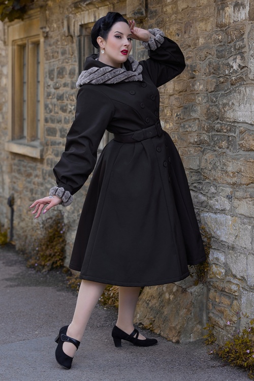 Miss Candyfloss - Manteau déperlant Alexandrine Lou en noir et gris