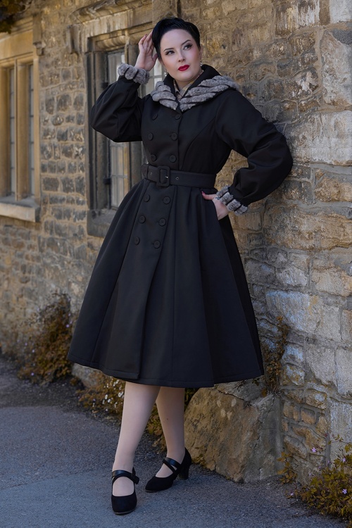 Miss Candyfloss - Manteau déperlant Alexandrine Lou en noir et gris 4