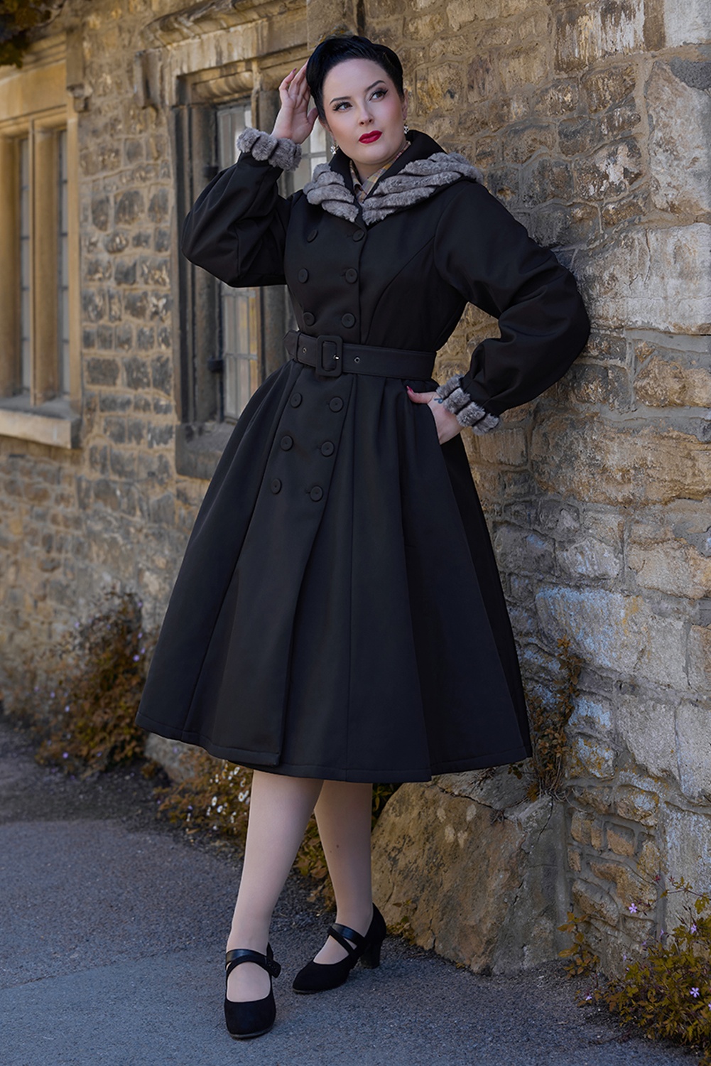 Miss Candyfloss - Manteau déperlant Alexandrine Lou en noir et gris 4