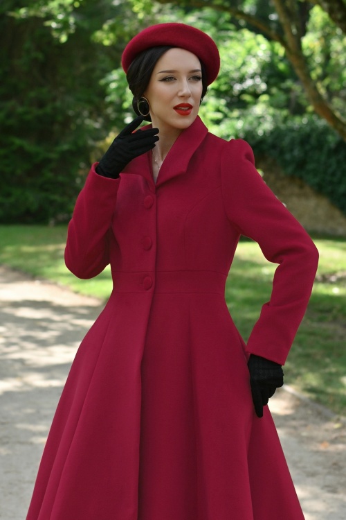 Hearts & Roses - Manteau évasé Seraphina en rouge 4