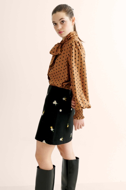 Louche - Minijupe Aubin Daisy en tweed noir 4