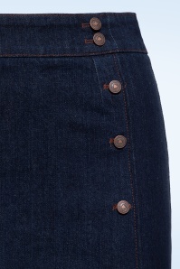 Queen Kerosin - Fishtail Denim Pencil Skirt in Dark Blue Wash 3