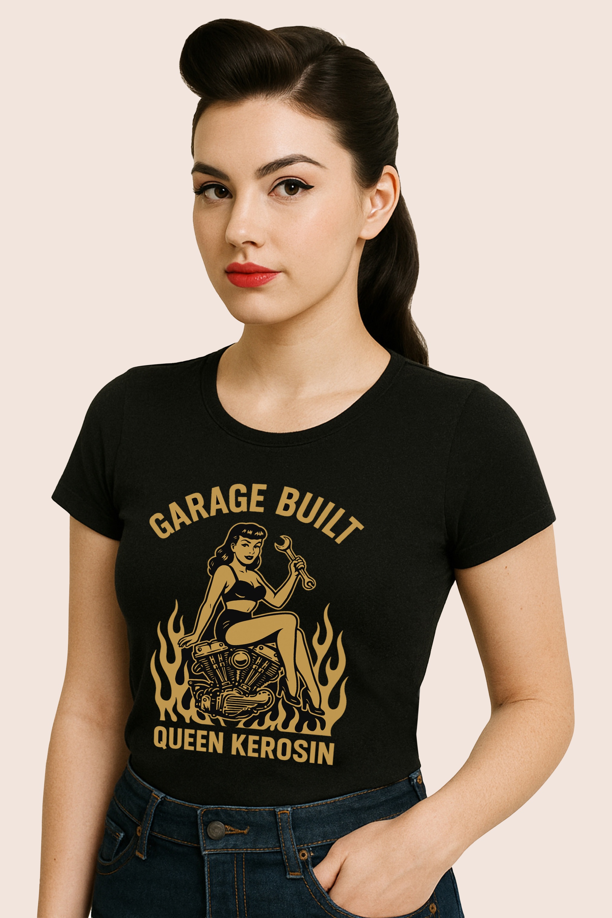 Queen Kerosin - Garage Built T-Shirt in Black
