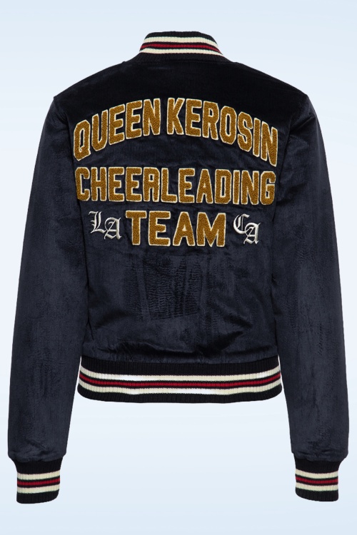 Queen Kerosin - Cheerleading Team College jacket in donker marineblauw 2