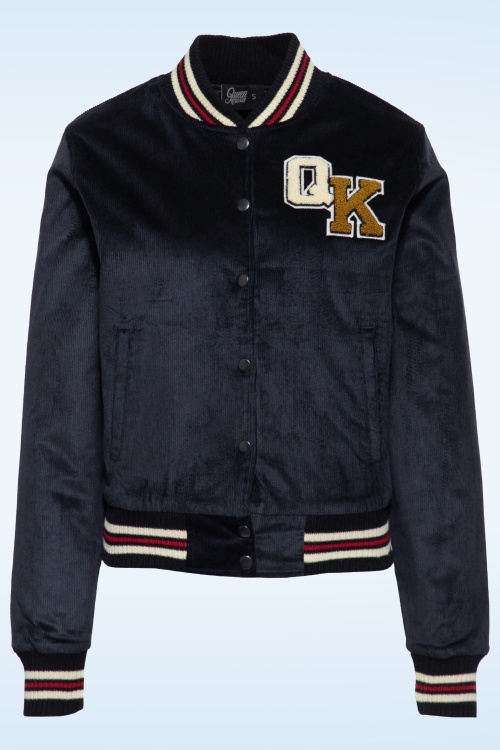 Queen Kerosin - Cheerleading Team College jacket in donker marineblauw
