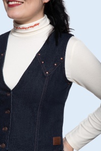 Queen Kerosin - Ruby Denim Waistcoat in Dark Blue Wash 2