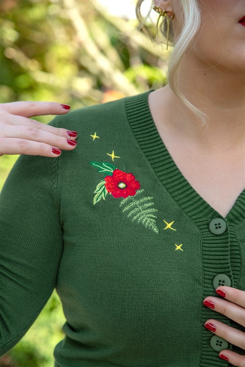 Banned Retro - Bobby cardigan in groen 2