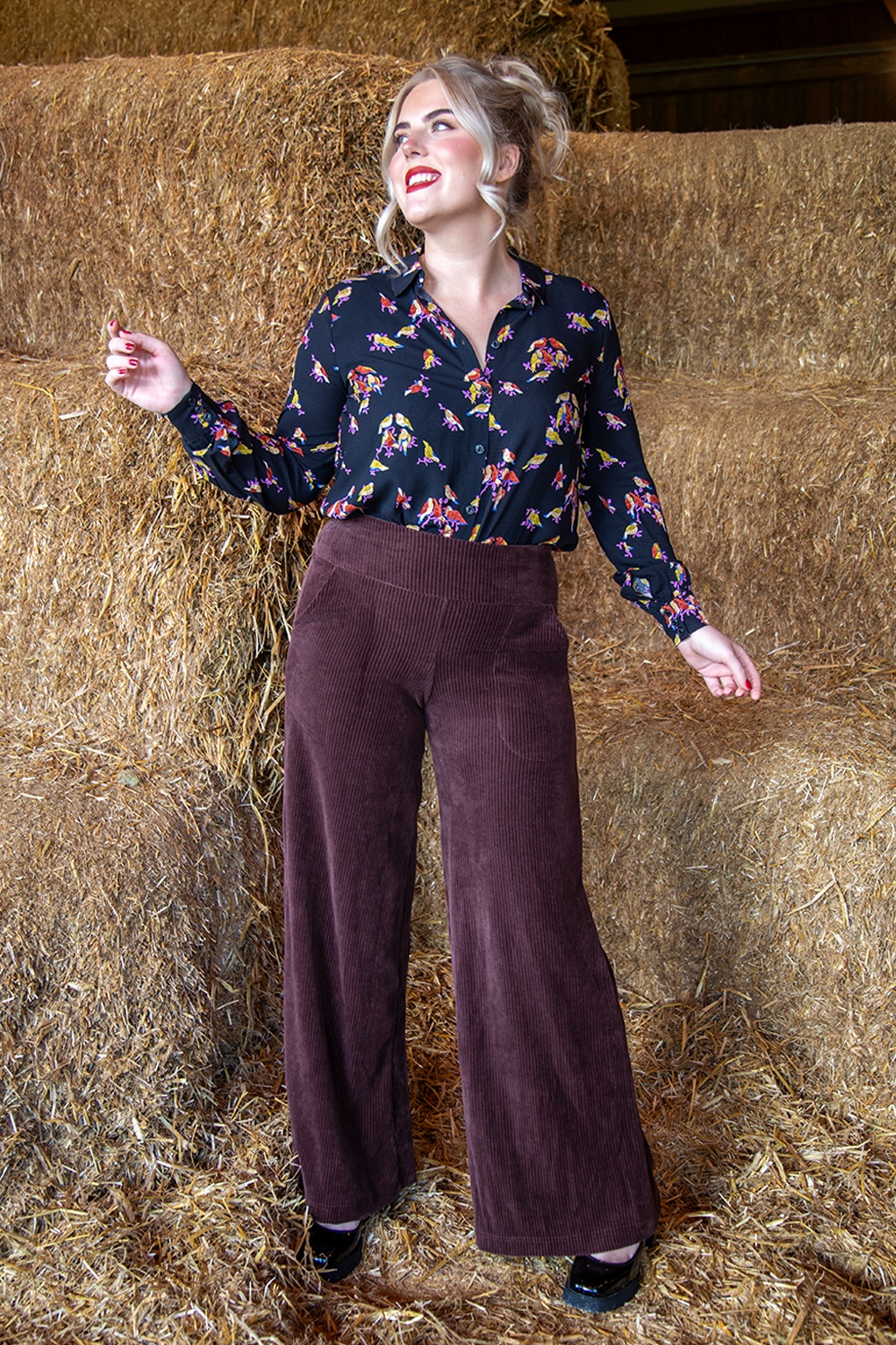 Blutsgeschwister - Jolly Marleen lange broek in druifbruin