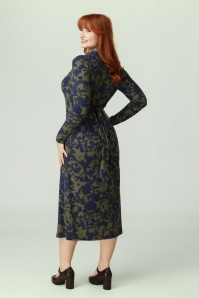 Surkana - Camisero jurk in marineblauw en groen 2