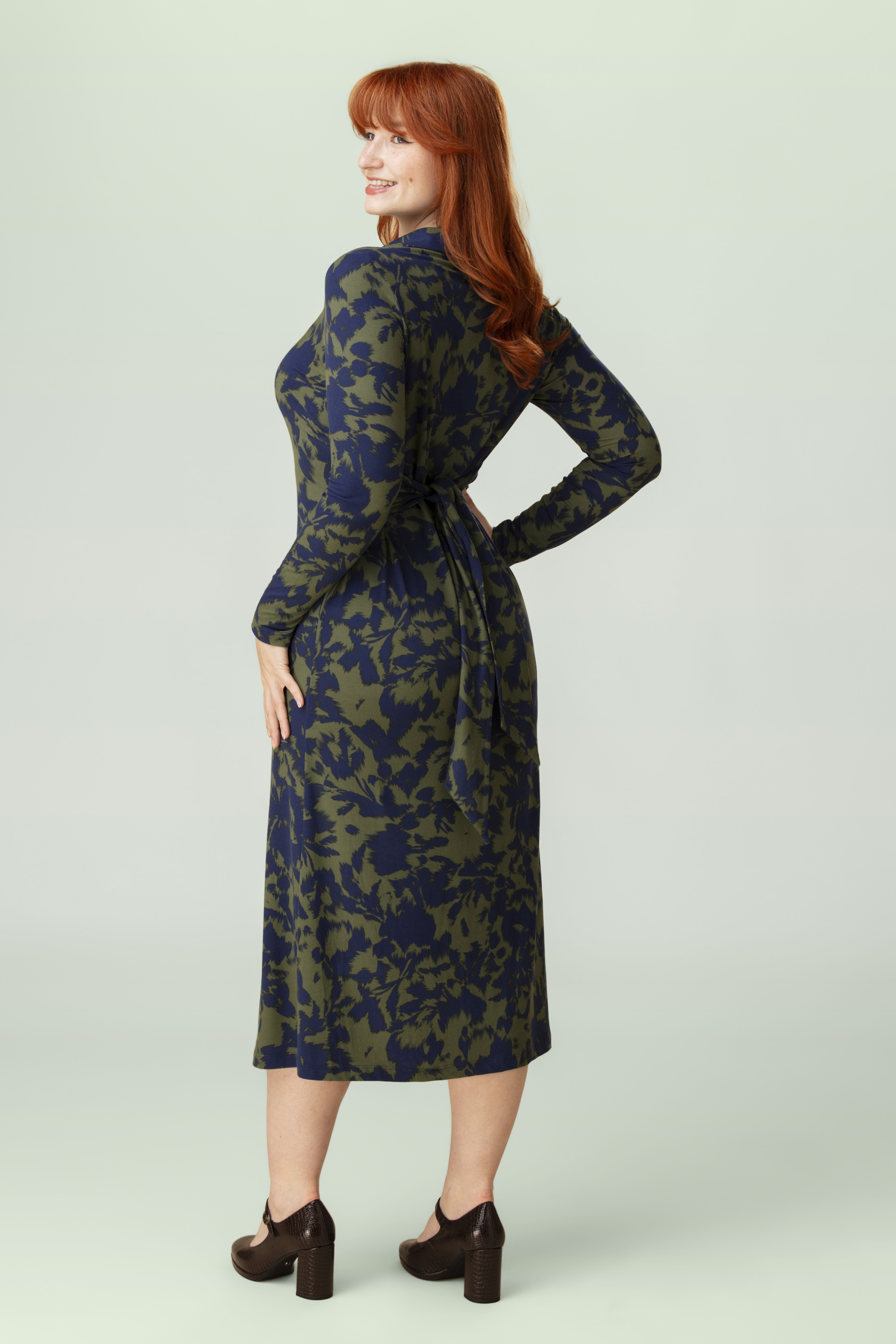 Surkana - Camisero jurk in marineblauw en groen 2