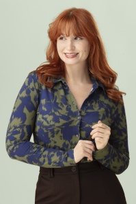 Surkana - Bupe Blouse in Navy and Green