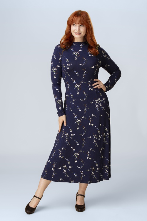 Surkana - Brenna Floral Midaxi Dress in Navy