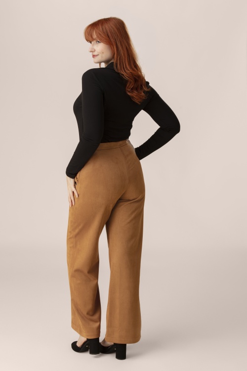 Surkana - Tana Suedine Wide Leg Smart Trousers in Toffee 2