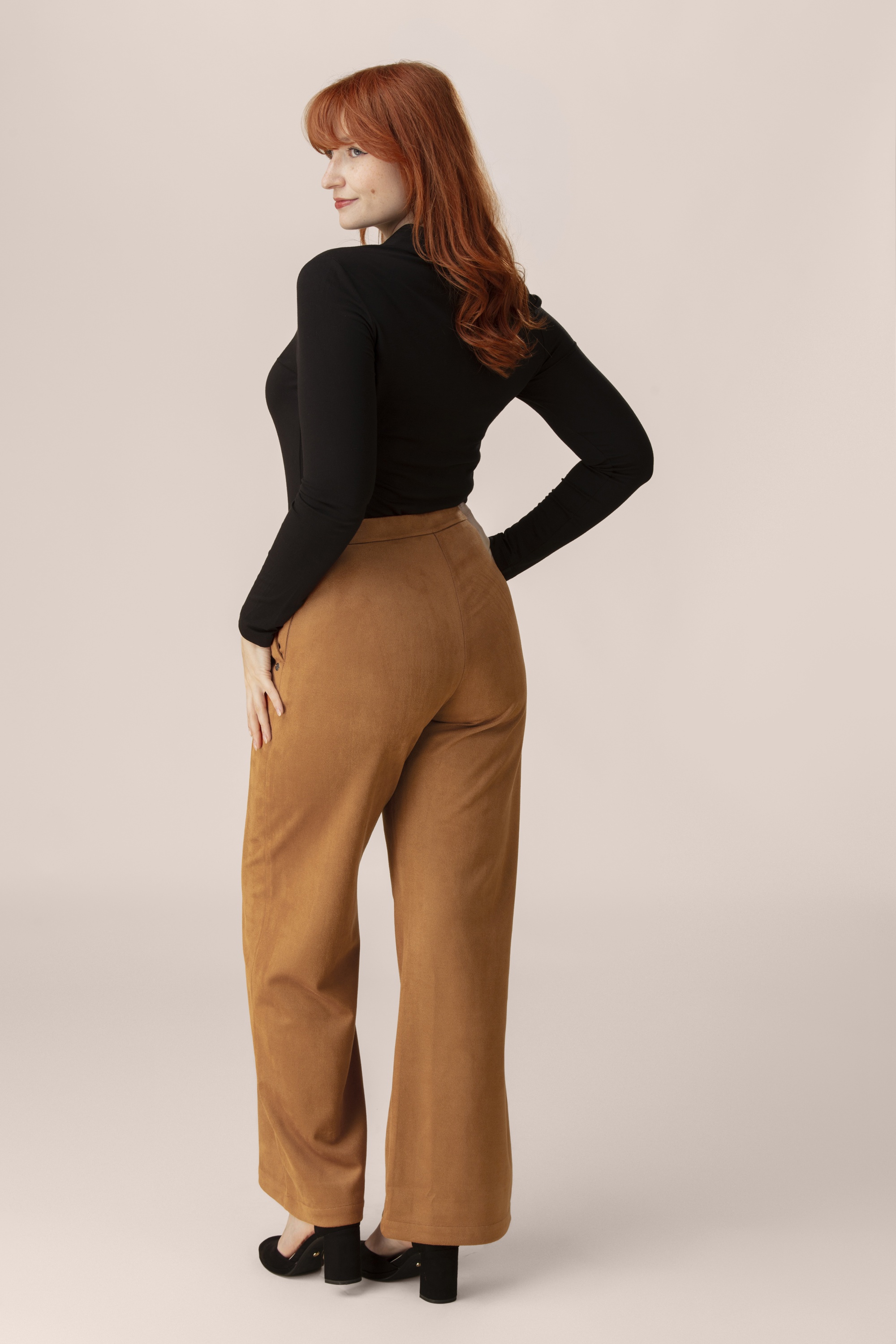 Surkana - Tana Suedine Wide Leg Smart Trousers in Toffee 2