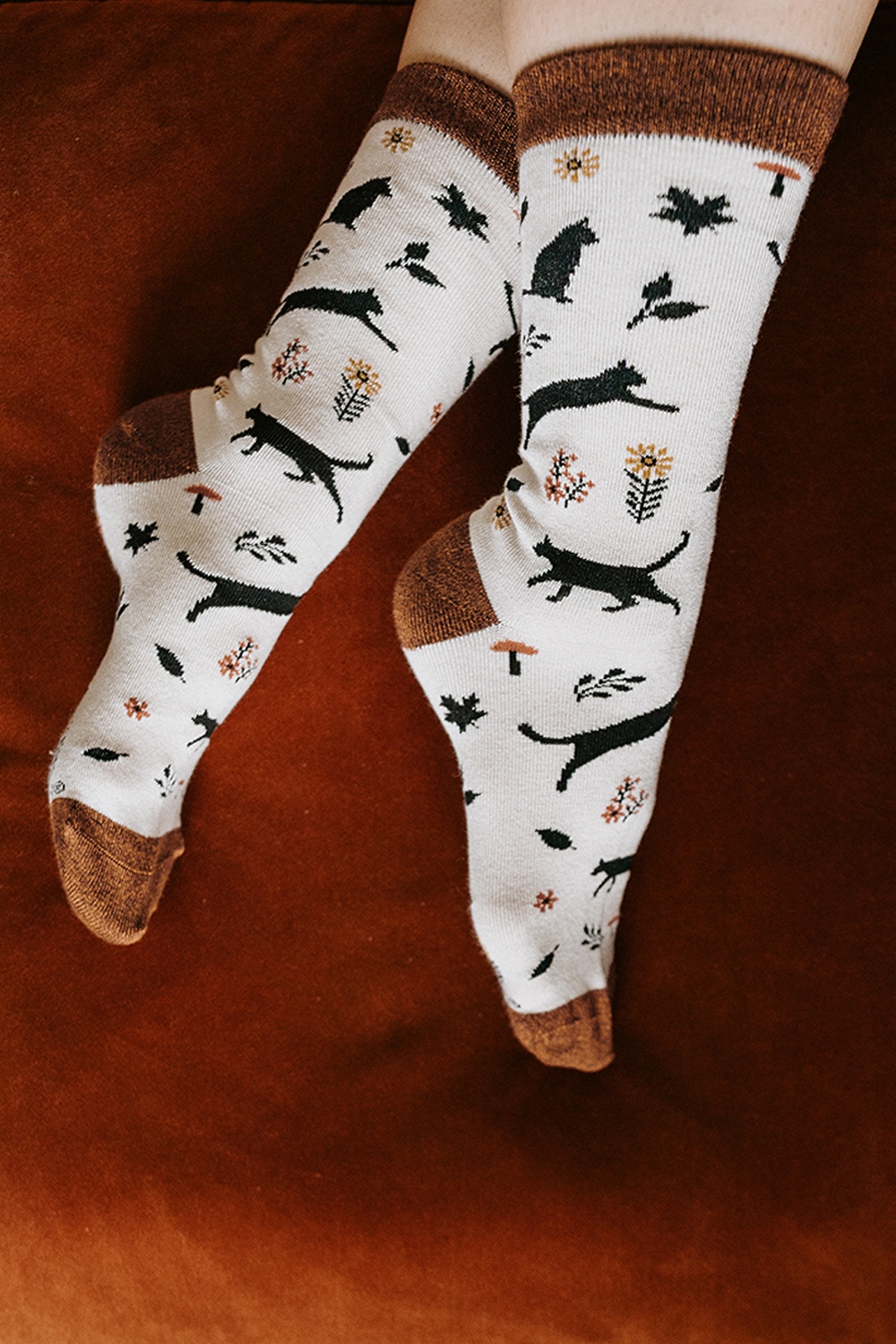 Socksmith - Garden Cat sokken in crème en bruin 3