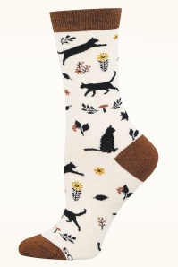 Socksmith - Garden Cat sokken in crème en bruin 2