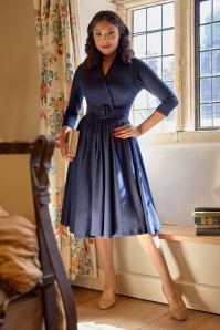 Miss Candyfloss - Enola Lee Swing Dress in Navy