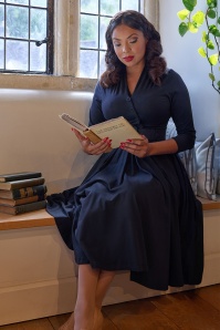 Miss Candyfloss - Enola Lee Swing Dress in Navy 4