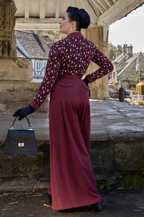 Miss Candyfloss - Greer Bo Jumpsuit in Weinrot 4