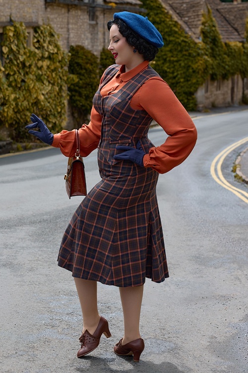 Miss Candyfloss - Alycia Lee Tartan Skirt in Navy and Ginger 3