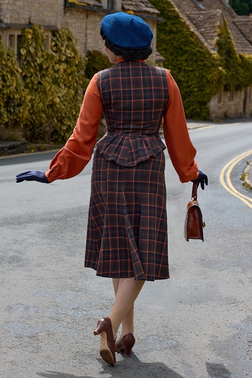 Miss Candyfloss - Alycia Lee Tartan Skirt in Navy and Ginger 2