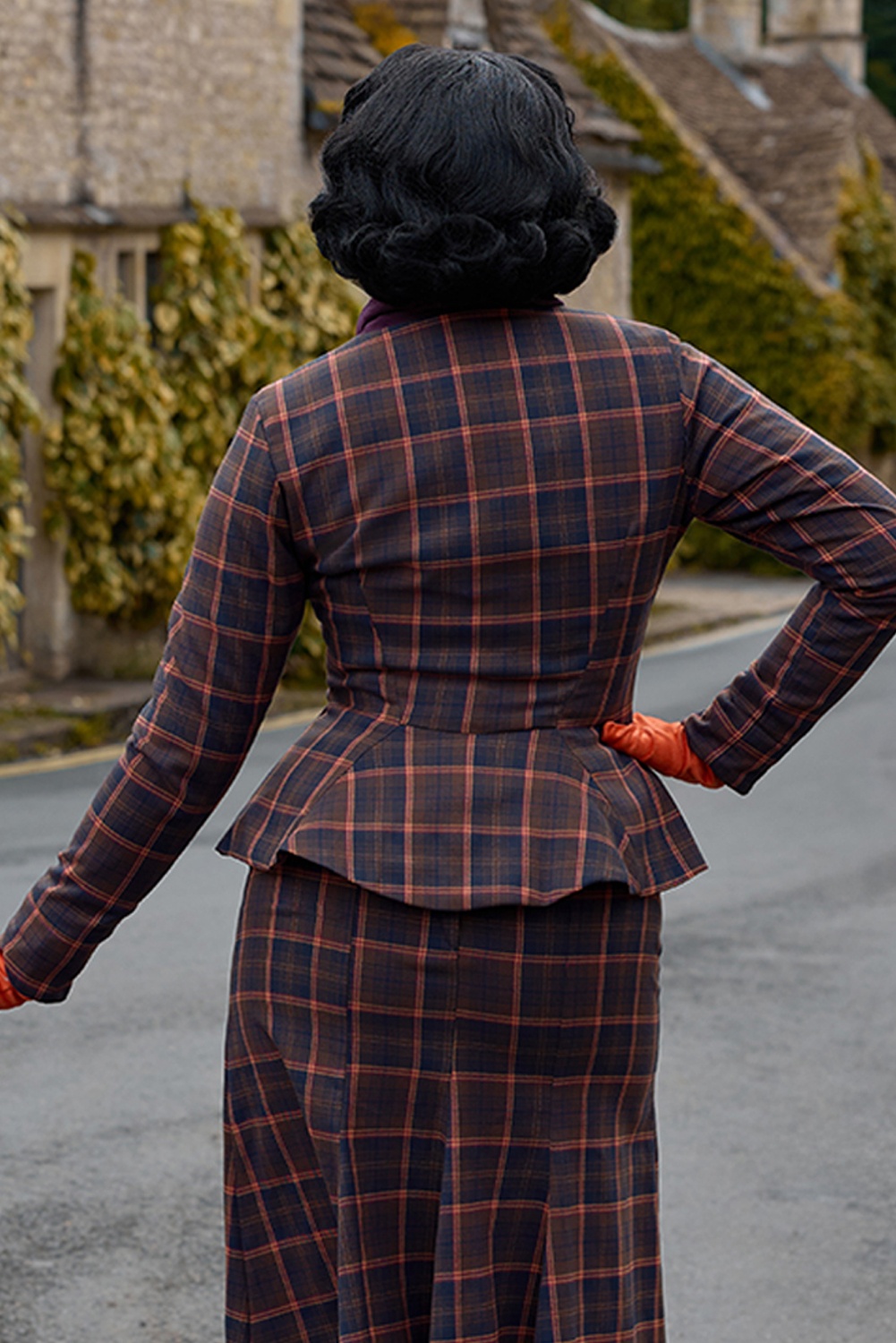 Miss Candyfloss - Elliora Lee Tartan Blazer in Navy and Ginger 3