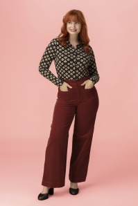 Surkana - Cara Wide Leg Corduroy Smart Trousers in English Red