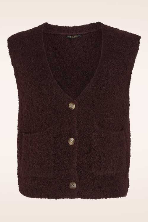 King Louie - Vania Boucle Knit Cardigan in Grape Red 2