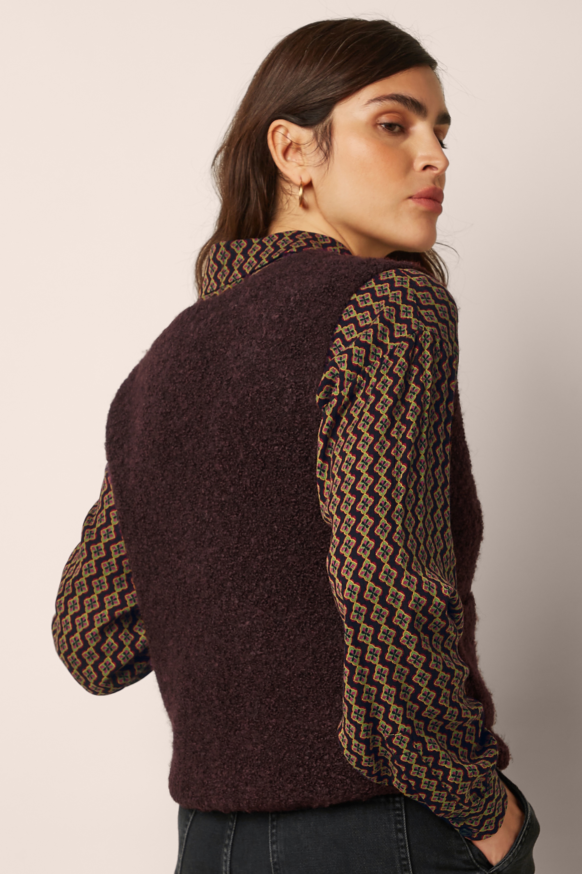 King Louie - Vania Boucle Knit Cardigan in Grape Red 3