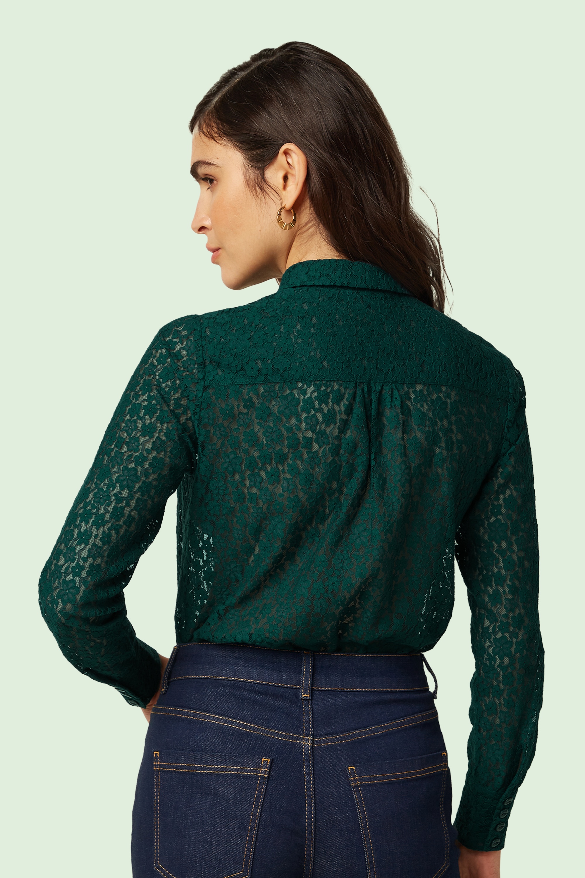 King Louie - Elia Liana Lace Blouse in Botanical Green 5