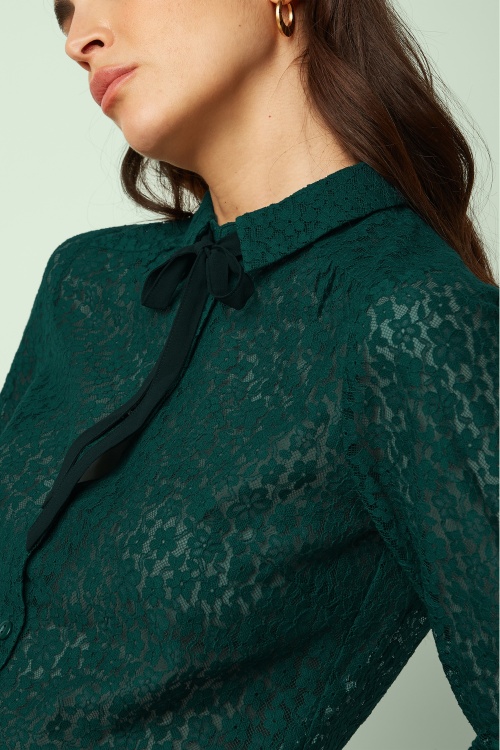 King Louie - Elia Liana Lace Blouse in Botanical Green 2