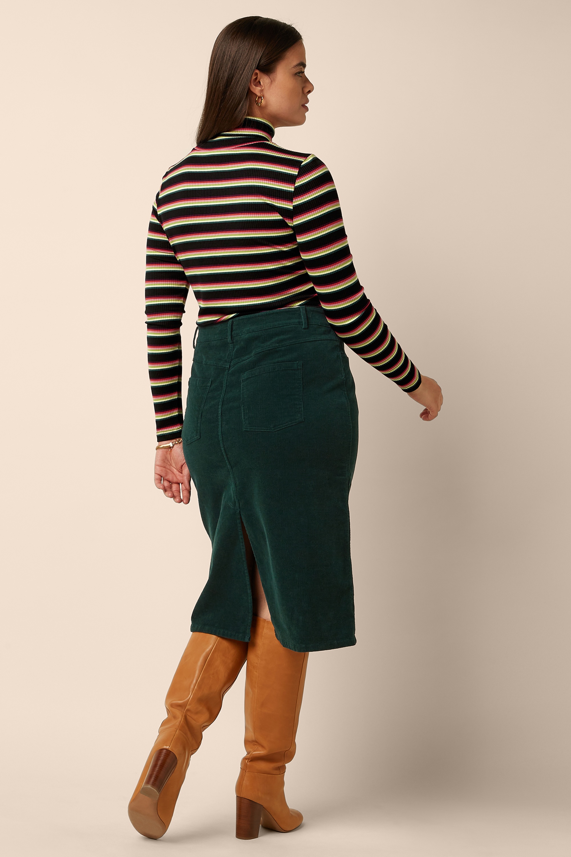 King Louie - Prisca Corduroy Skirt in Pine Green 3