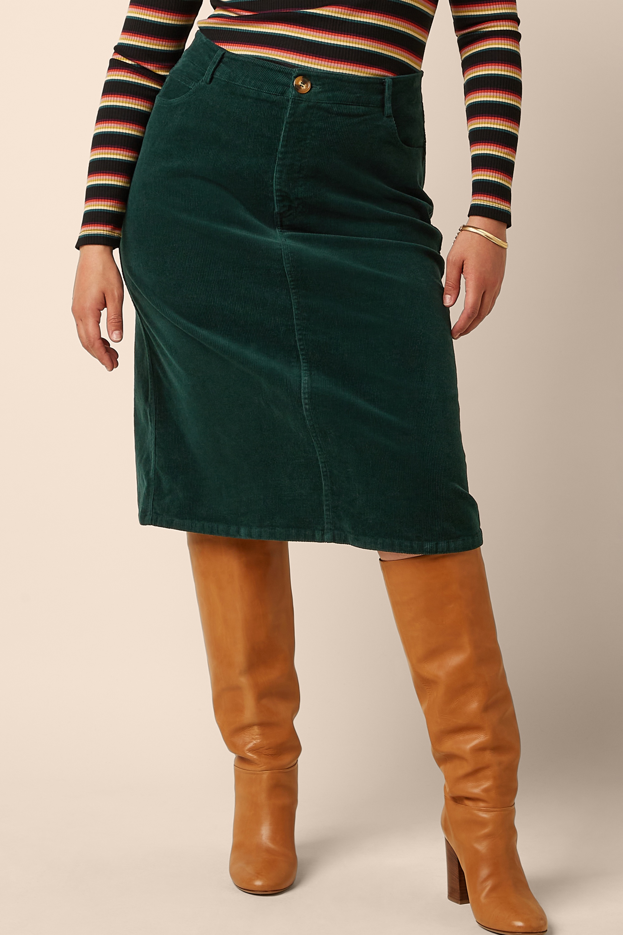 King Louie - Prisca Corduroy Skirt in Pine Green